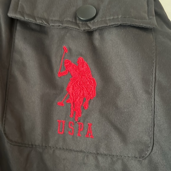 NWT U.S. Polo Assn. Boys Black Coat with Detachable Fur Hood - Picture 2 of 8